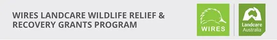 WIRES Landcare Wildlife Relief and Recovery Grants Program logo with WIRES and Landcare Australia logos